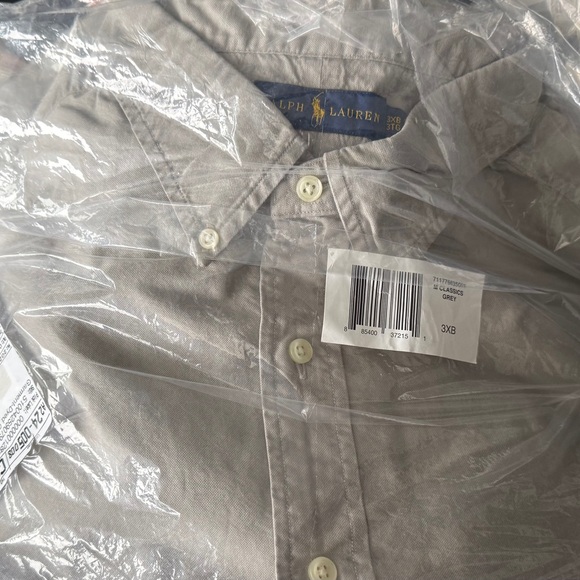 Ralph Lauren Men’s Classic Grey Long-Sleeve Button-Up Shirt 3XB